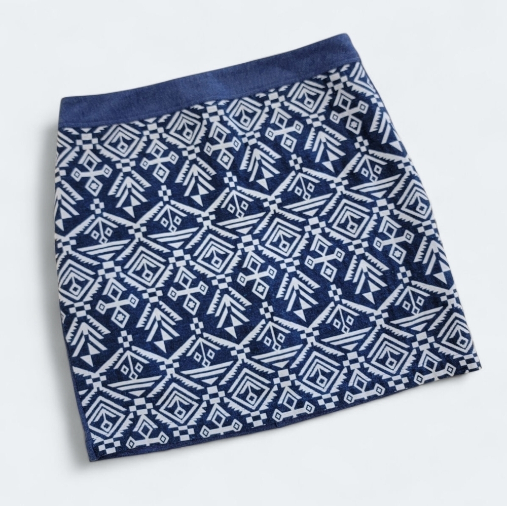 Pixley Blue and White Patterned Skirt Size Large